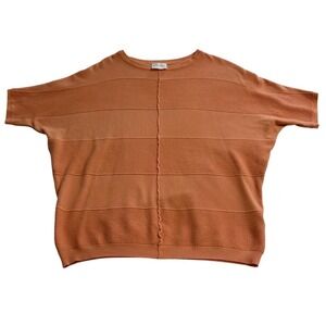 Allie Rose Womens Orange Knit Short Sleeve Dolman Sweater Top Large ATS5649